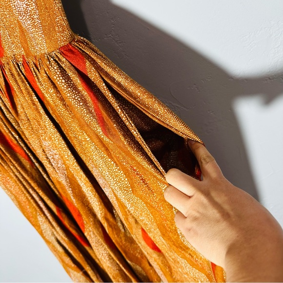 Sika Porter 100% Cotton Handmade Multi Color Brown Orange Maxi Dress - Picture 7 of 14